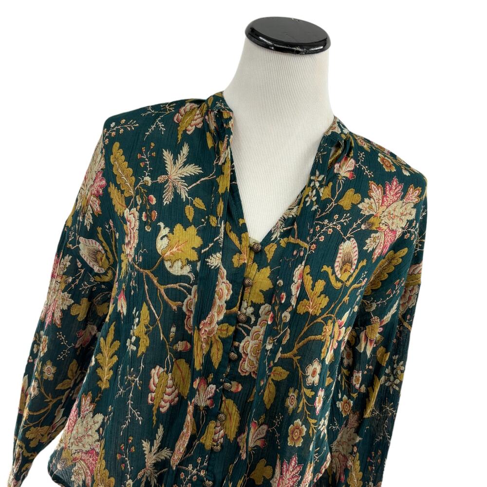 Anthropologie Pilcro The Tavi Tie Neck Button Down Blouse - Picture 6 of 12